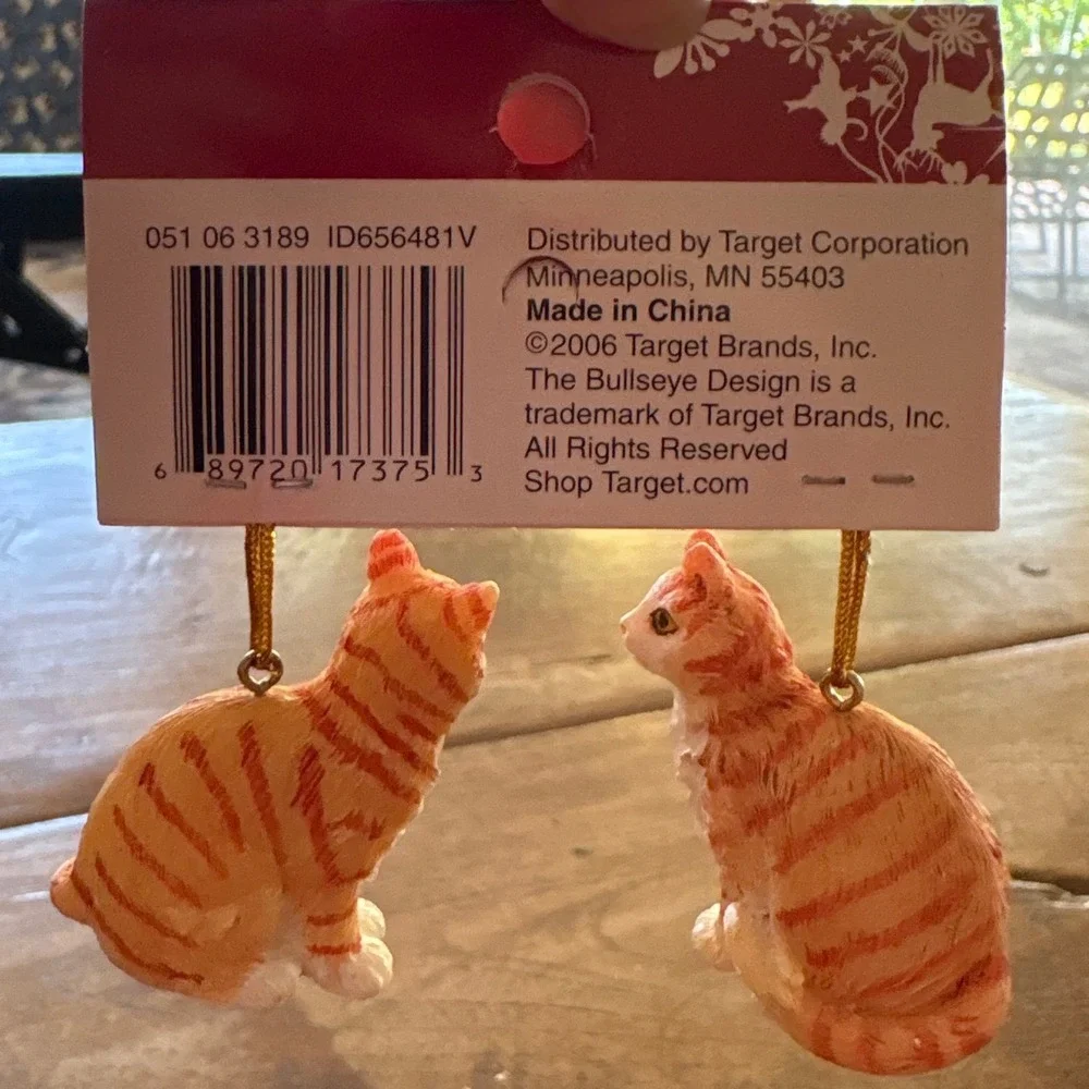 Cat Ornaments Set 4 Orange Grey Tabby Miniature Figurines Target 2006